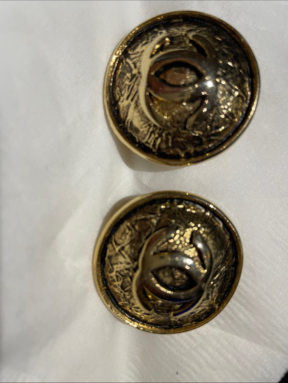 Gold-Tone Double CC Logo Button Earrings - Women's Jewelry